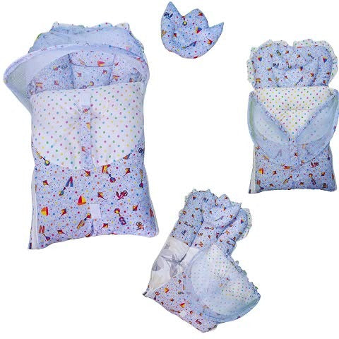New Born Baby Sleeping Bag Attached Foldable Mosquito Saver Net with Pillow