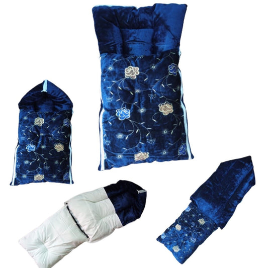 Baby Sleeping Bag Velvet Stuff Embroidery Design - Multicolor- Fancy Set