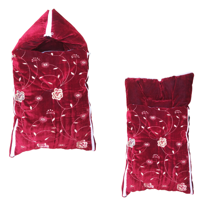 Baby Sleeping Bag Velvet Stuff Embroidery Design - Multicolor- Fancy Set