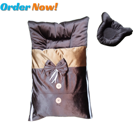 New Born Baby Sleeping Bag Shine Valvet Winter Multicolor Hood & Pilllow