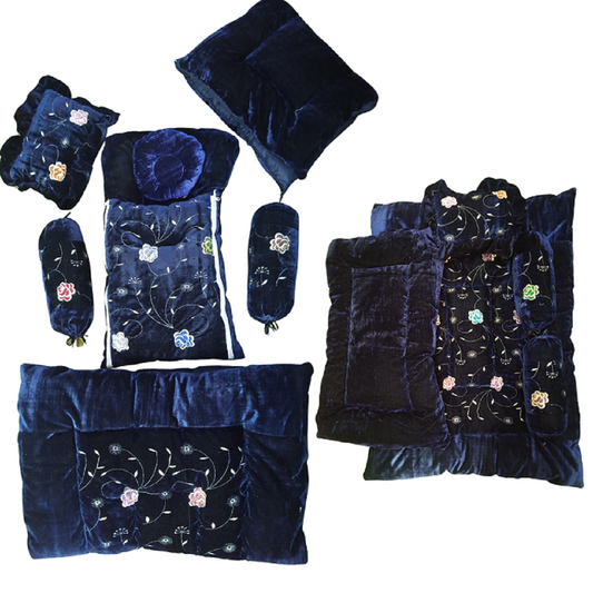Baby Sleeping Complete Bedding Set 7pcs, Winter Velvet Stuff Hot & Soft Multicolor