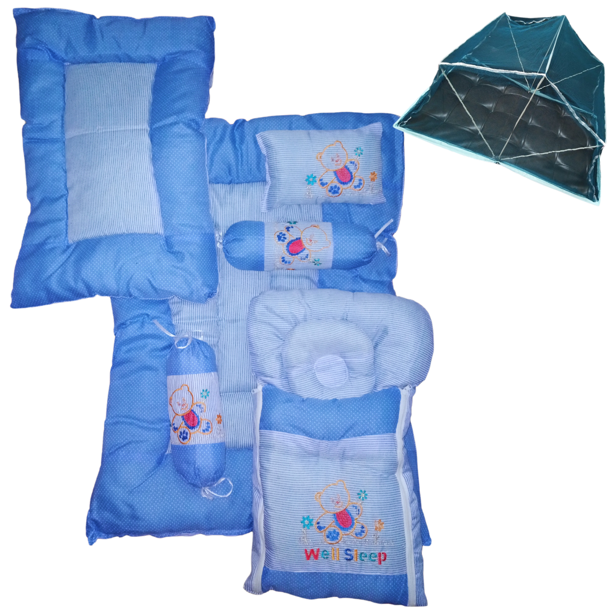 New Born Baby Complete Bedding Set 8 pcs Multicolor
